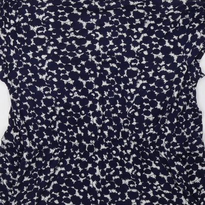Per Una Womens Blue Geometric  Basic Blouse Size 12