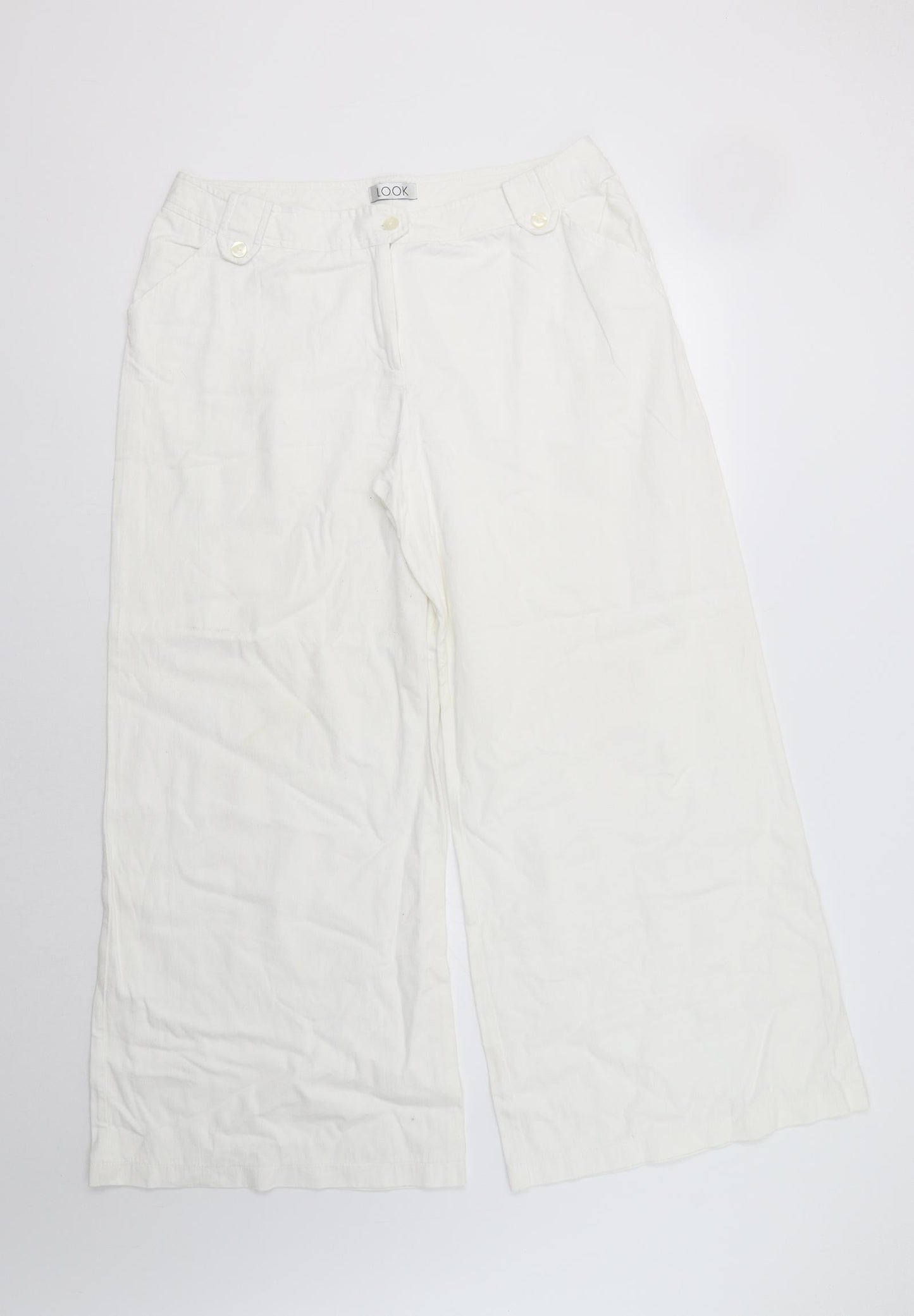 Look Womens White   Trousers  Size 16 L27 in