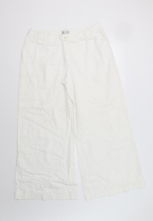 Look Womens White   Trousers  Size 16 L27 in