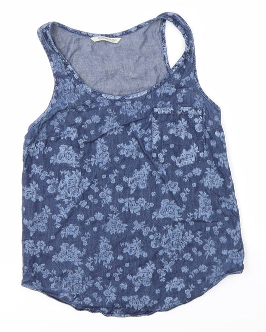 Mango Womens Blue Floral  Basic Blouse Size S