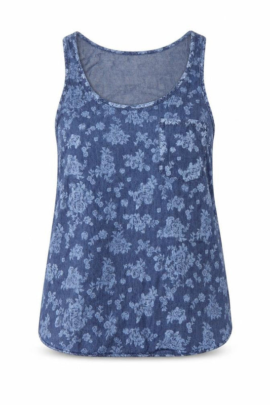 Mango Womens Blue Floral  Basic Blouse Size S