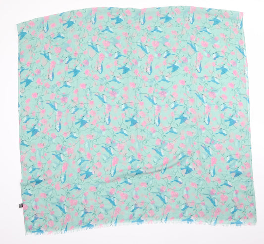 Preworn Womens Green Animal Print   Shawl/Wrap   - Blue Birds Pink Flowers
