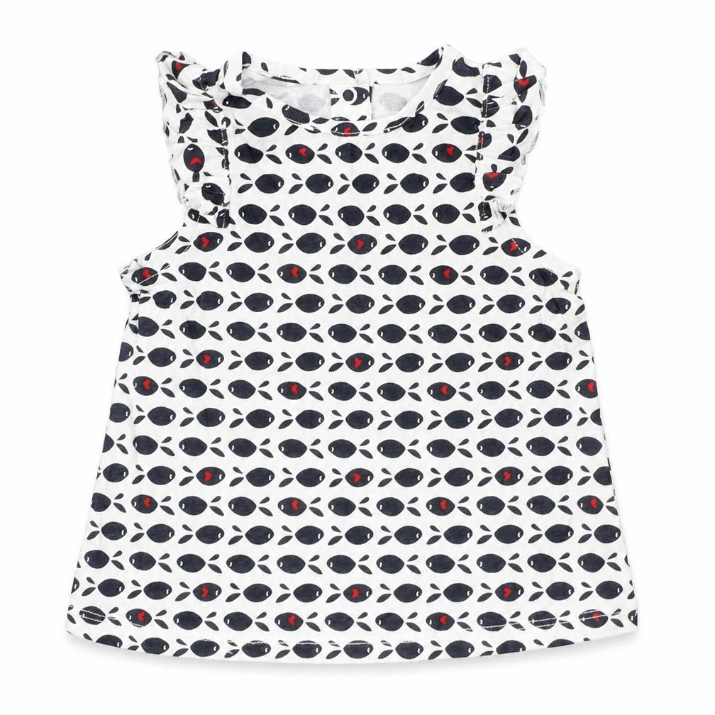 Preworn Girls White Animal Print  Basic Blouse Size 9-12 Months