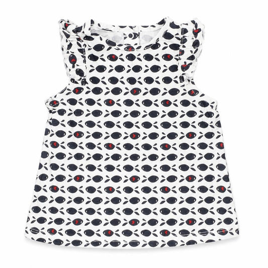 Preworn Girls White Animal Print  Basic Blouse Size 9-12 Months