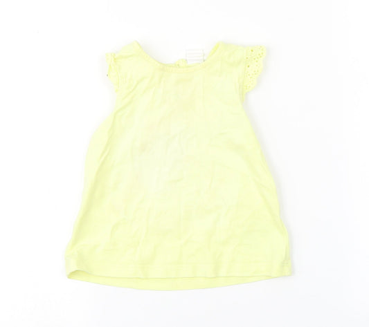 H&M Girls Yellow   Basic Tank Size 9-12 Months