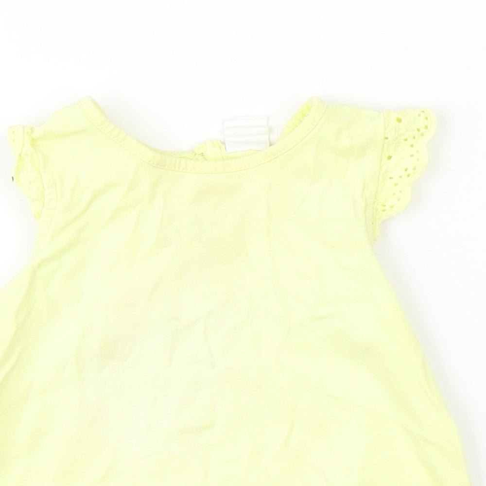 H&M Girls Yellow   Basic Tank Size 9-12 Months