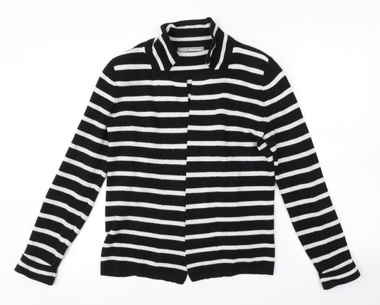 M&S Womens Black Striped  Cardigan Jumper Size 12