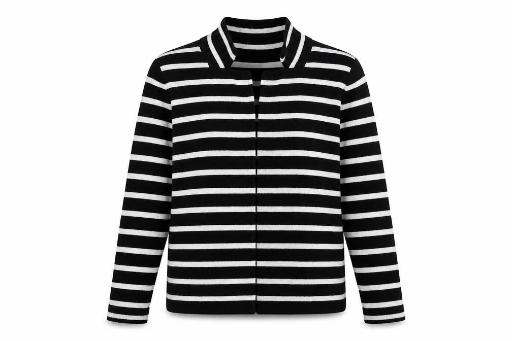 Marks & Spencer Womens Black Striped  Cardigan Jumper Size 12