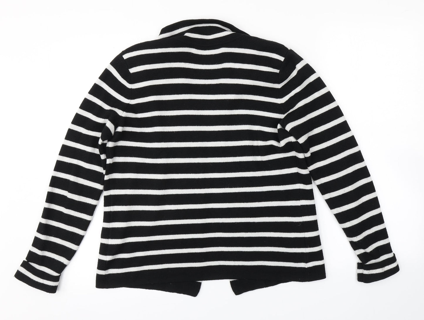 M&S Womens Black Striped  Cardigan Jumper Size 12