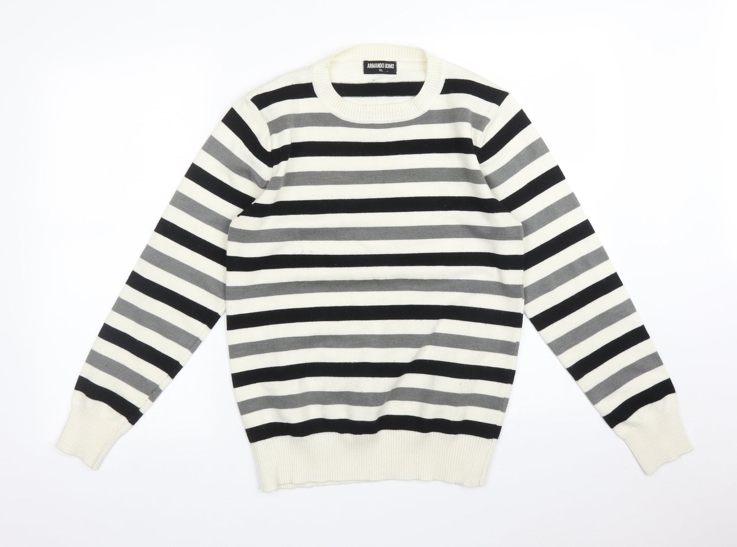ARMANDO UOMO Womens Multicoloured Striped  Pullover Sweatshirt Size XL