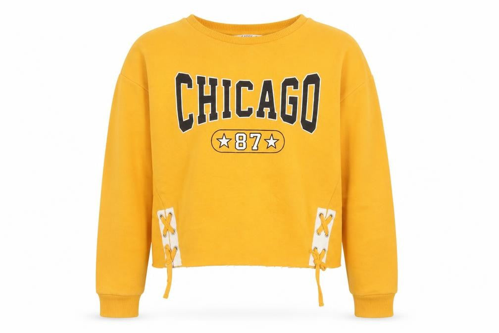 Matalan Girls Yellow   Pullover Sweatshirt Size 12 Years  - CHICAGO