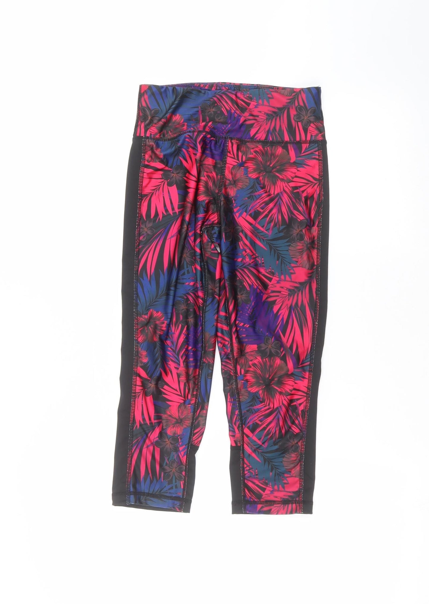 Matalan Womens Black Floral  Cropped Leggings Size 8 L20 in