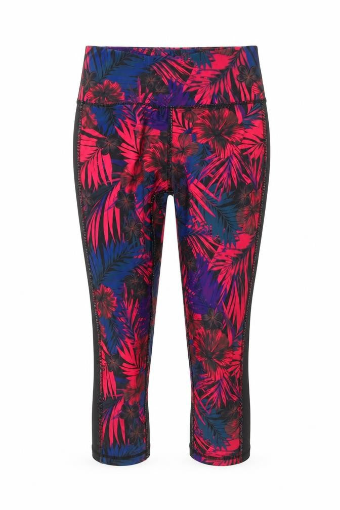 Matalan Womens Black Floral  Cropped Leggings Size 8 L20 in