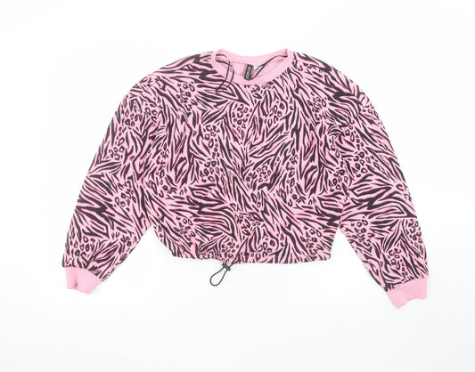 H&M Womens Pink Animal Print  Pullover Jumper Size XS
