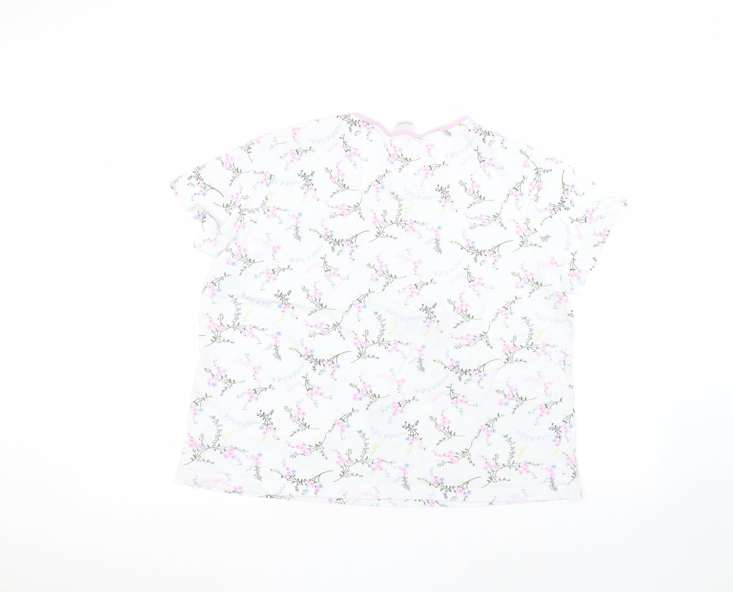 Damart Womens White Floral  Basic T-Shirt Size L