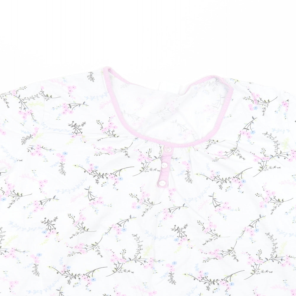 Damart Womens White Floral  Basic T-Shirt Size L