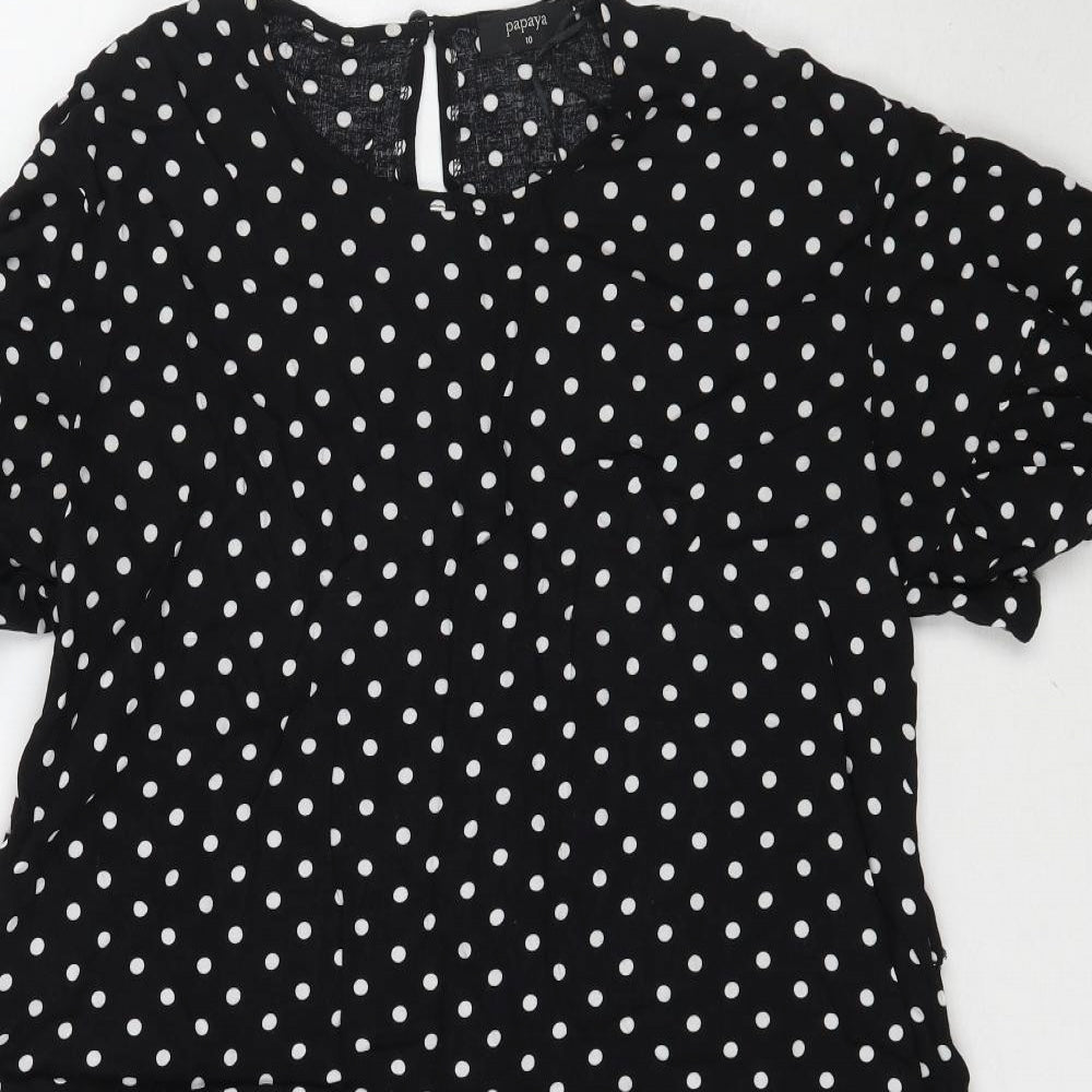 Papaya Womens Black Polka Dot  Mini  Size 10