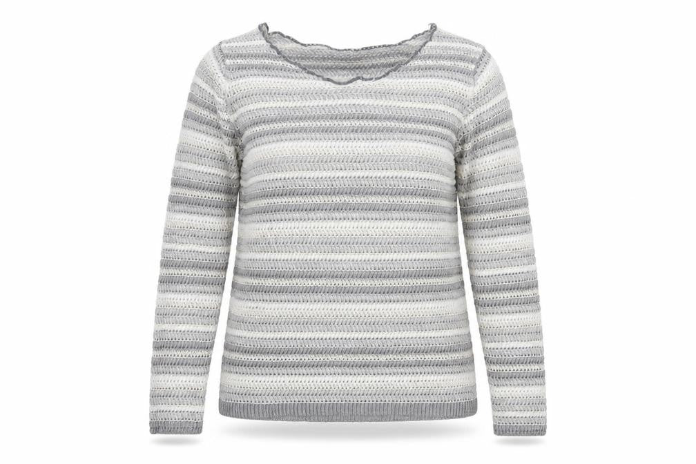 Preworn Womens Grey Striped Knit Pullover Jumper Size 16