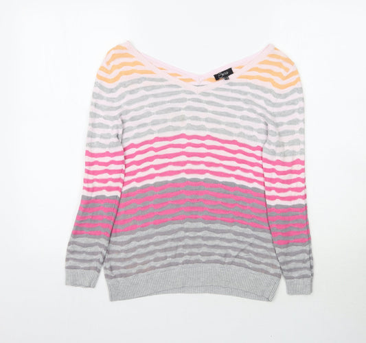Eureca Womens Multicoloured Striped Knit Pullover Jumper Size 12