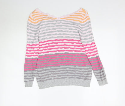 Preloved Eureca Womens Multicoloured Striped Knit Pullover Jumper Size 12 - Back