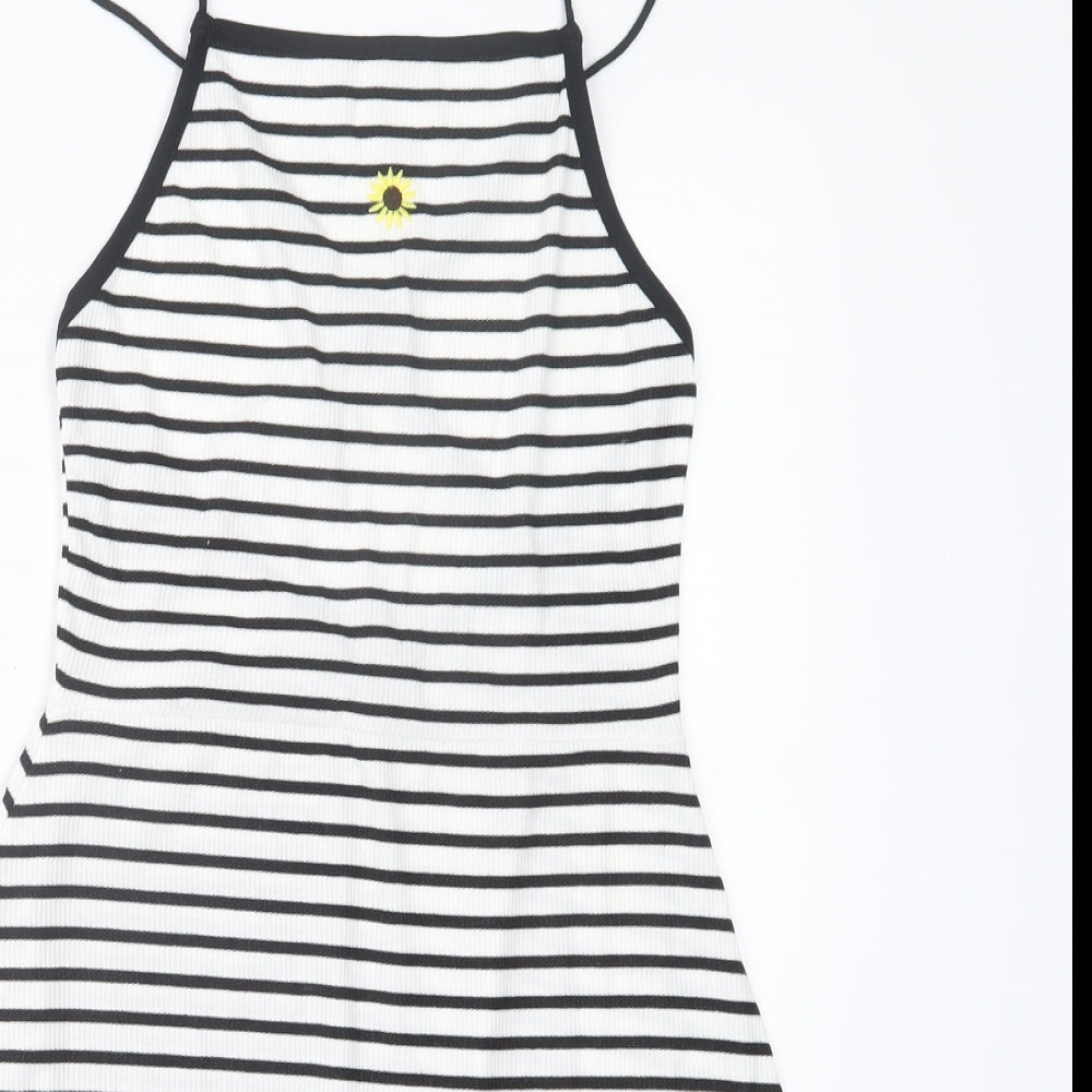 Topshop Womens Black Striped  Mini  Size 10