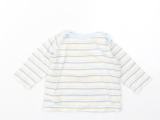 Marks and Spencer Boys Blue Striped  Basic T-Shirt Size 6-9 Months