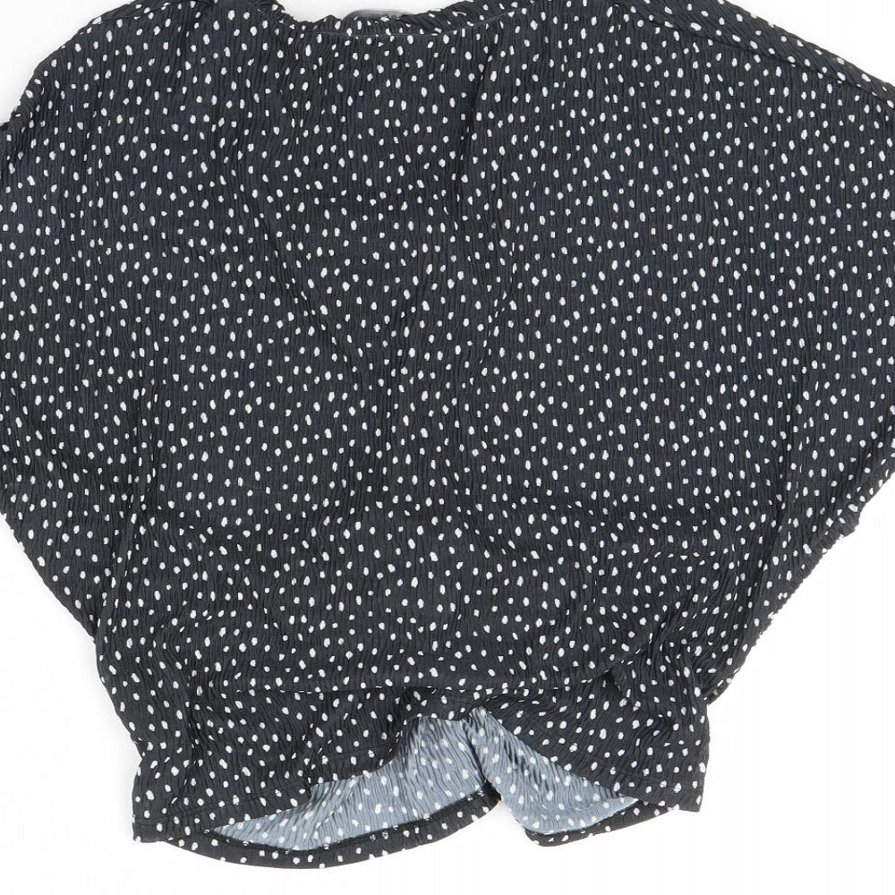 M&s Womens Black Polka Dot  Basic Blouse Size 10