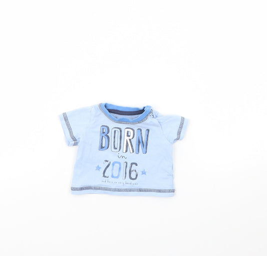 TU Girls Blue   Basic T-Shirt Size 0-3 Months  - Tiny baby