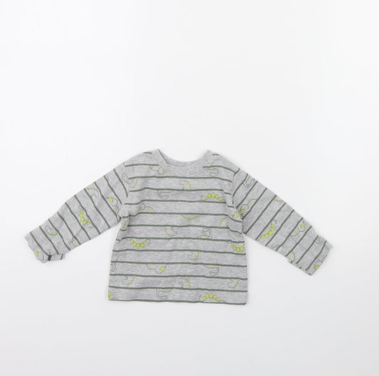 George Baby Grey Striped  Basic T-Shirt Size 0-3 Months