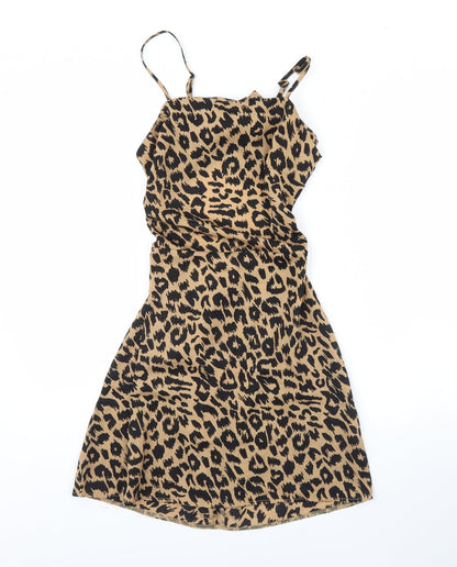 Preloved Missguided Womens Brown Animal Print  Mini  Size 10 - Front