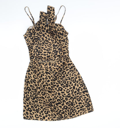 Preloved Missguided Womens Brown Animal Print  Mini  Size 10 - Back
