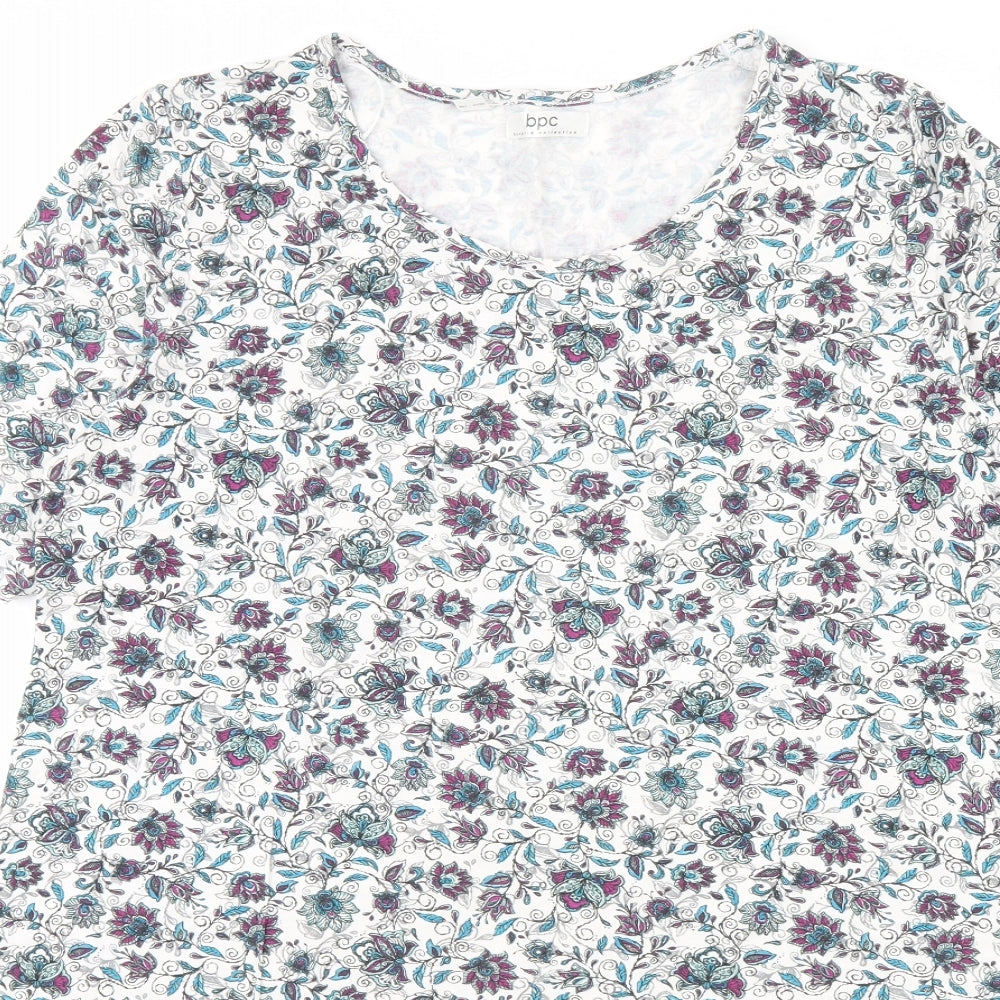 BPC Womens White Floral  Basic Blouse Size M