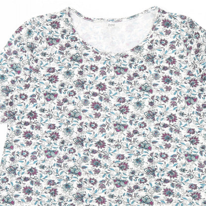 Preloved BPC Womens White Floral  Basic Blouse Size M - Detail