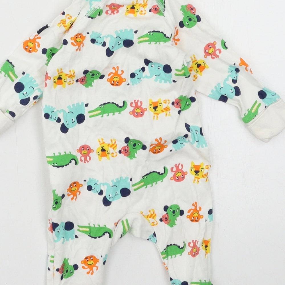 Polarn O. Pyret Boys White Geometric Jersey Babygrow One-Piece Size 0-3 Months  - Crocodile