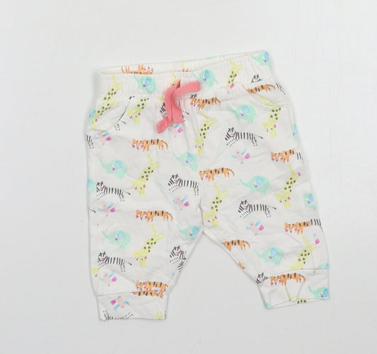 F&F Baby White Geometric Jersey Jogger Trousers Size 0-3 Months