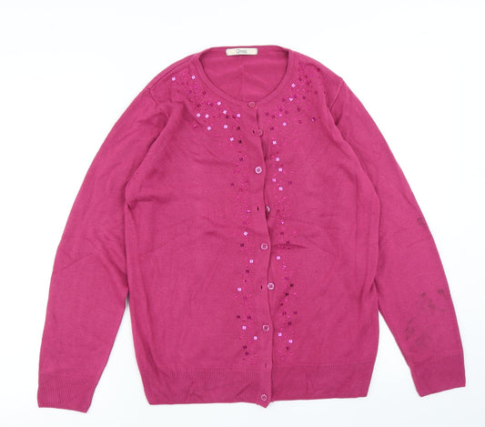 Classic Womens Pink  Knit Cardigan Jumper Size 10
