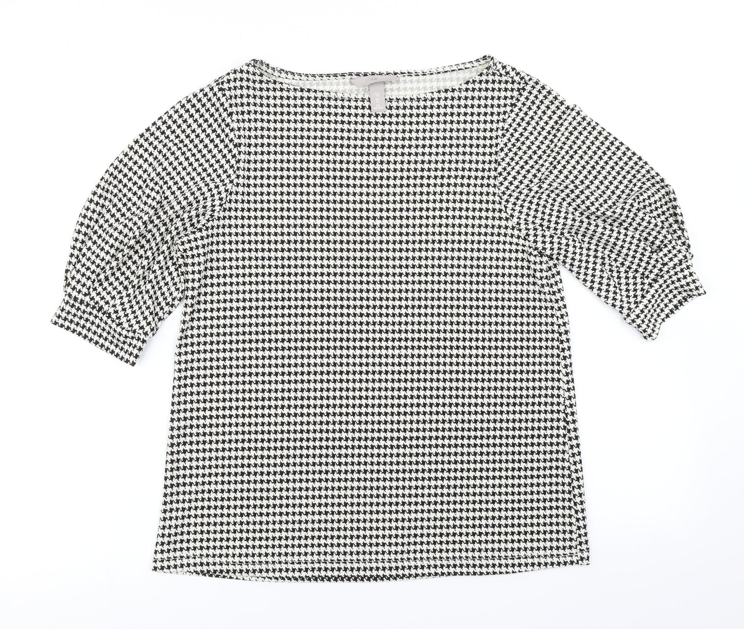 H&M Womens Black Houndstooth  Basic T-Shirt Size XS