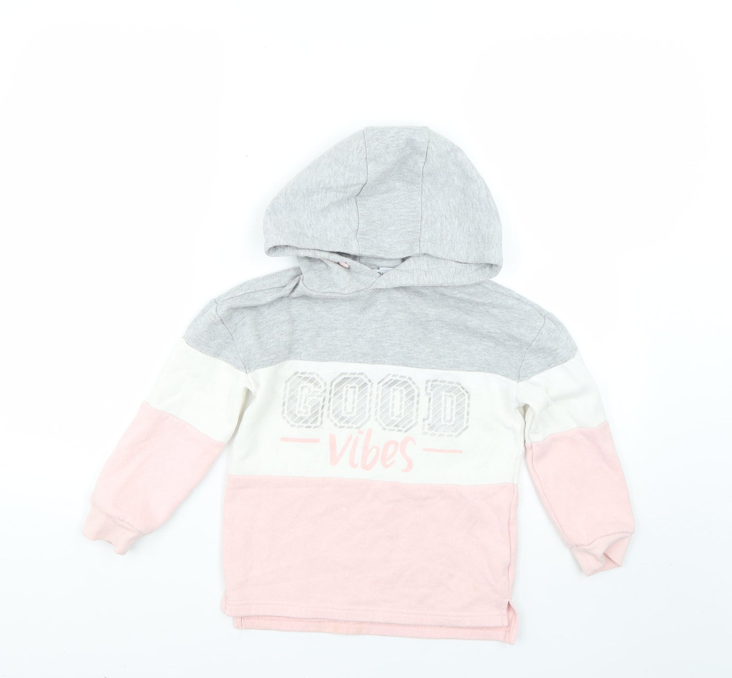 Primark Girls Multicoloured Colourblock  Pullover Hoodie Size 5-6 Years
