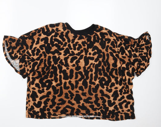 George Womens Brown Camouflage  Cropped T-Shirt Size 10
