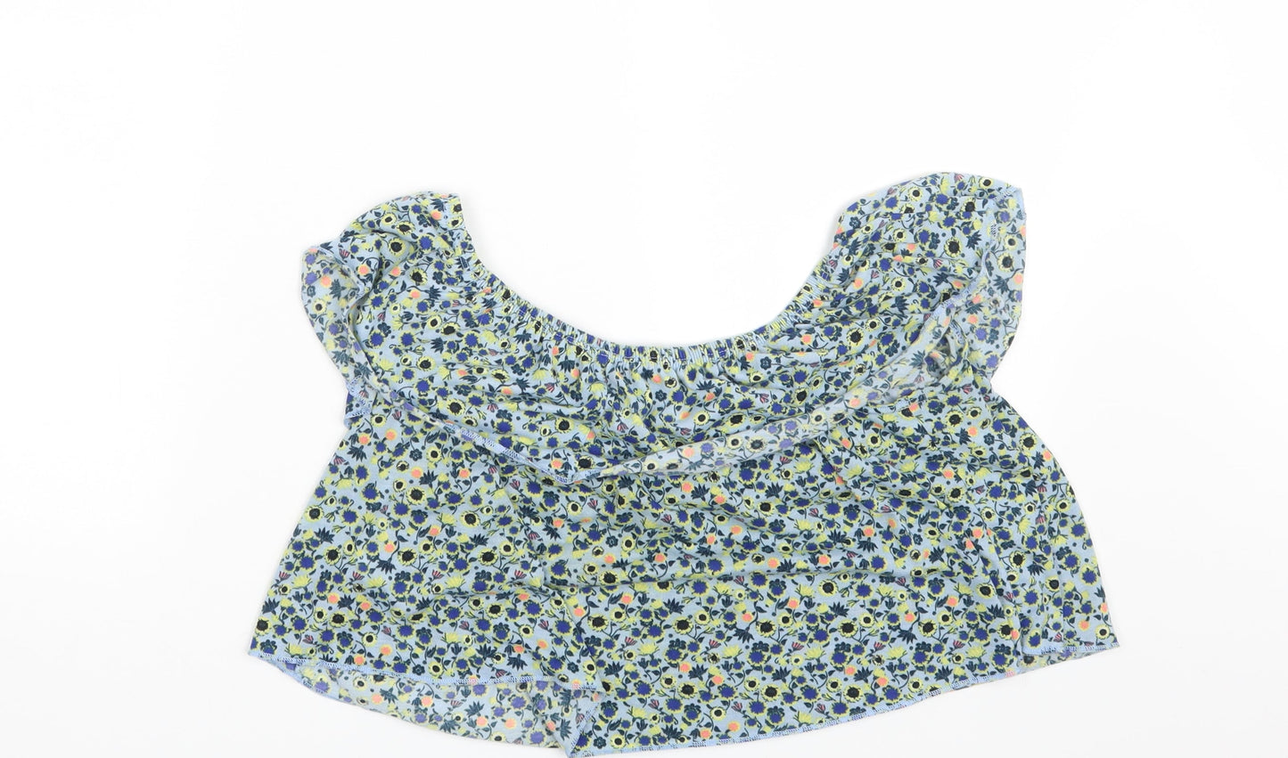 Topshop Womens Blue Floral  Basic Blouse Size 8