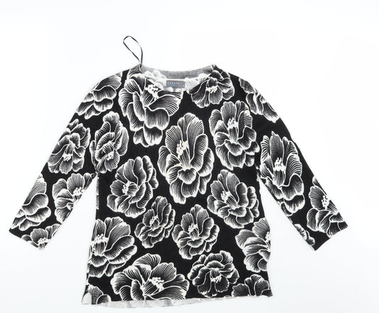 Papaya Womens Black Floral  Pullover Jumper Size 8