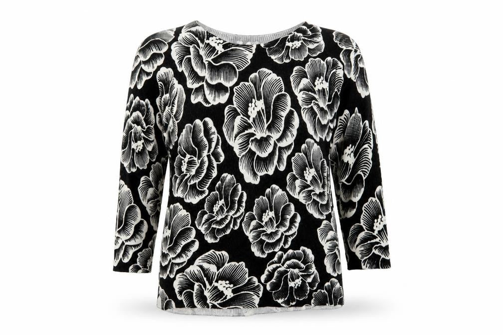 Papaya Womens Black Floral  Pullover Jumper Size 8