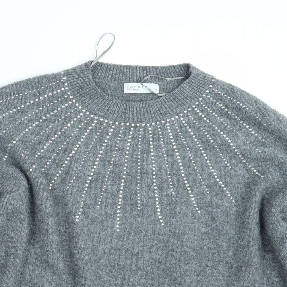 Papaya Womens Grey  Knit Pullover Jumper Size M