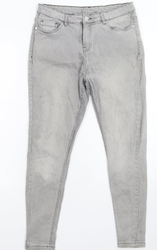 Preworn Womens Grey  Denim Skinny Jeans Size 14 L26 in