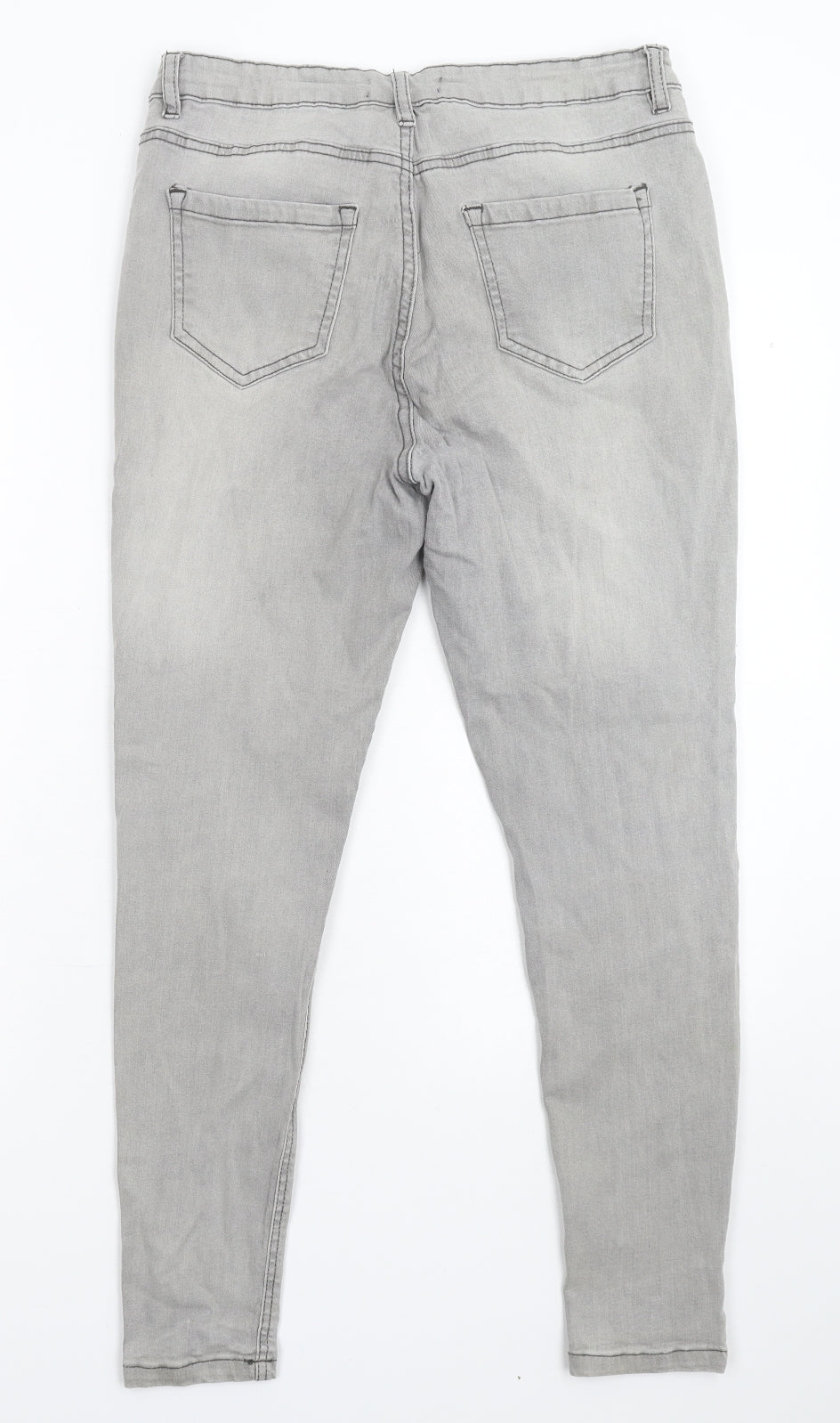 Preworn Womens Grey  Denim Skinny Jeans Size 14 L26 in