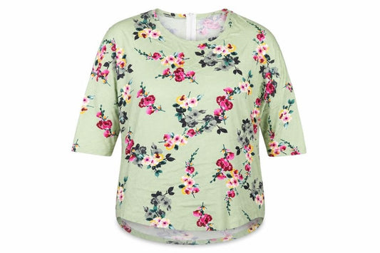 Peacocks Womens Green Floral  Basic T-Shirt Size 10