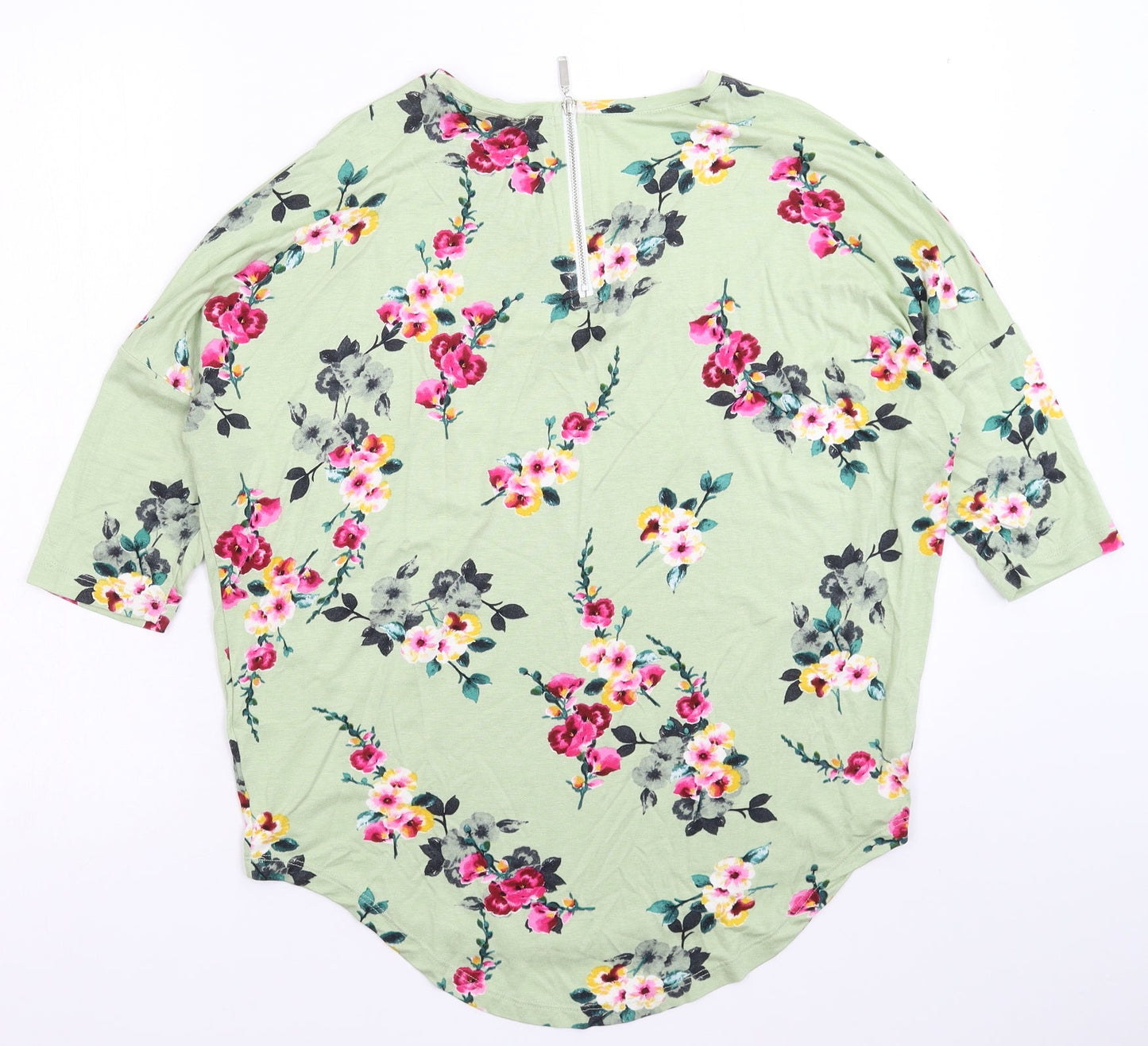 Peacocks Womens Green Floral  Basic T-Shirt Size 10