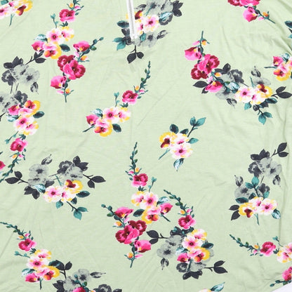 Peacocks Womens Green Floral  Basic T-Shirt Size 10