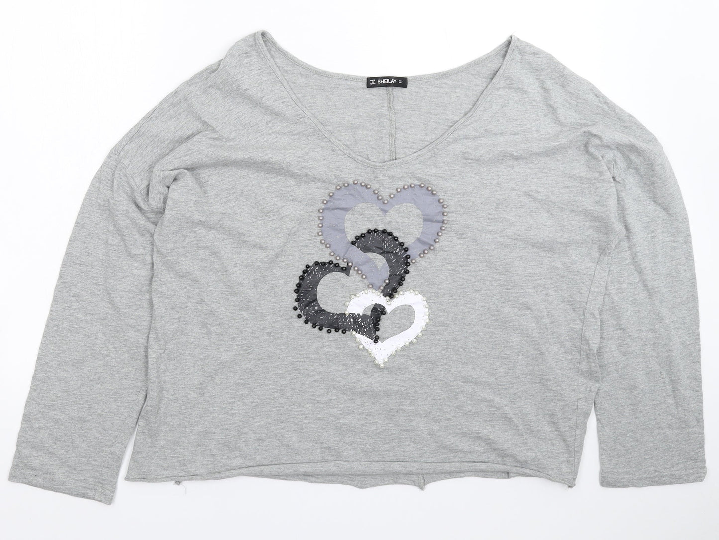 Sheilay Womens Grey   Basic T-Shirt Size L