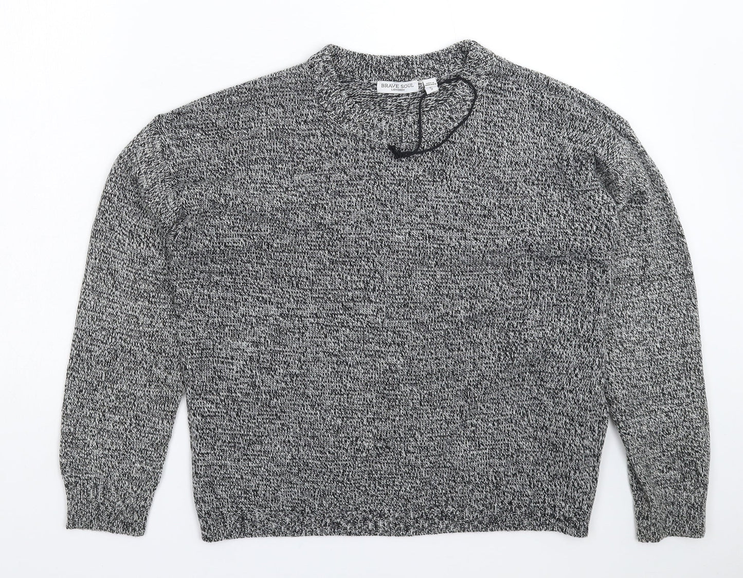 Brave Soul Womens Grey  Knit Pullover Jumper Size S